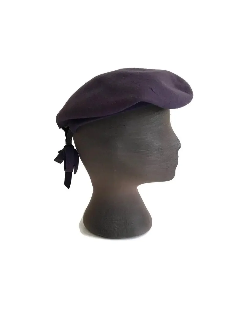 Vintage 1940s Wool Beret - New York Creations - Navy Blue Purple